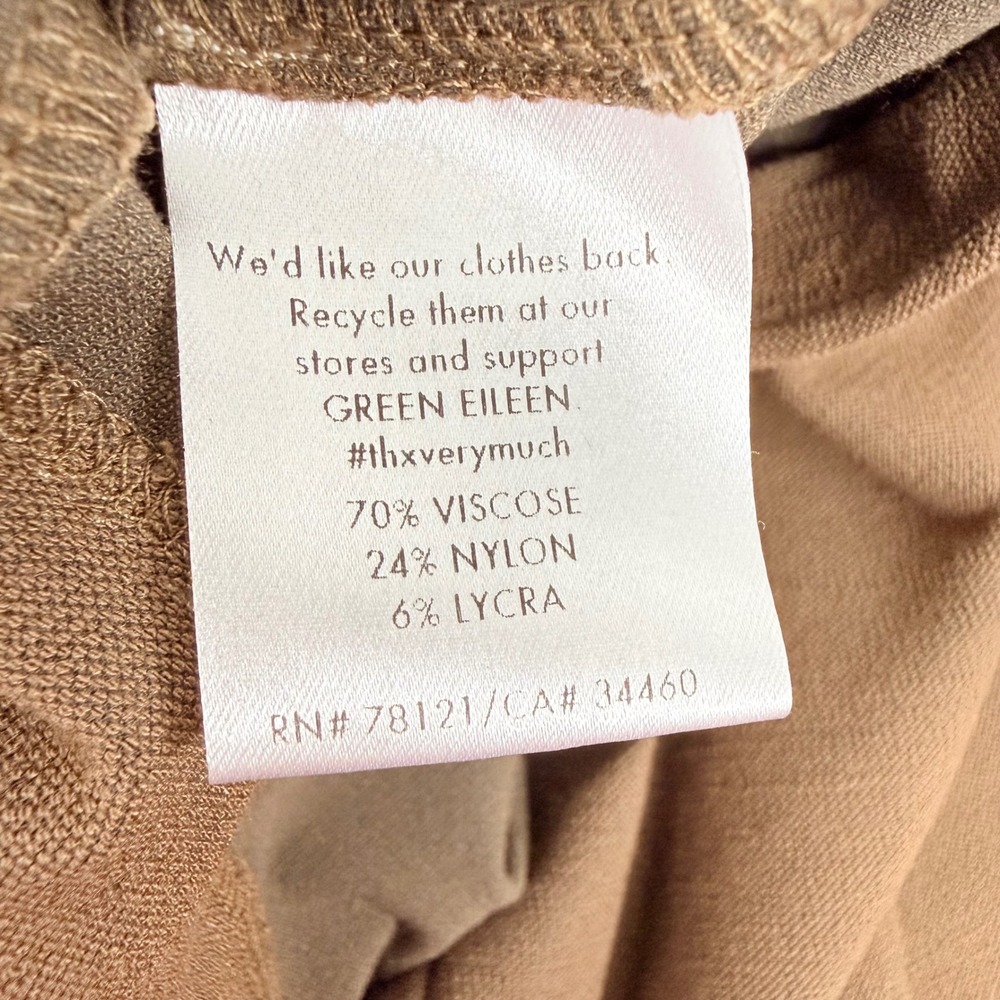 Eileen Fisher Washable Stretch Crepe Ankle Pants Women L Brown Pull On Neutral - Picture 9 of 15